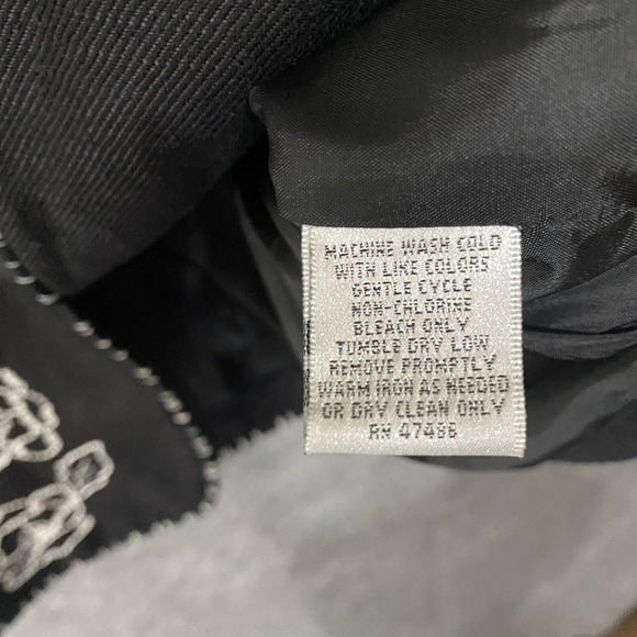 Vintage‎ Mary McFadden Linen Blend Blazer Womens Sz 4P Black Embroidered Lined - Picture 5 of 7